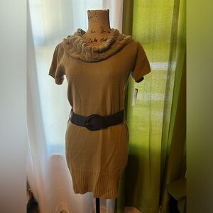 AGB Women's Camel Cowl Neck Sweater Dress